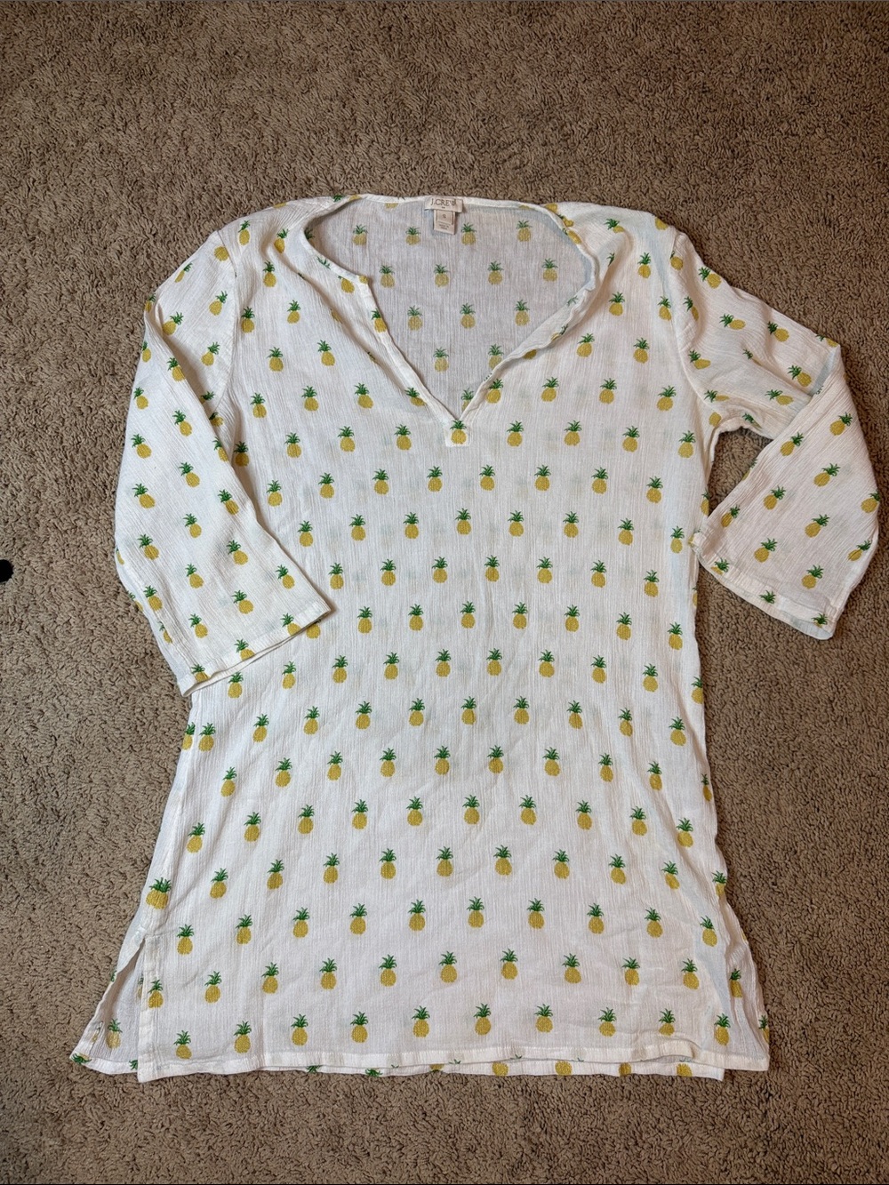 J. Crew White Pineapple Print Top